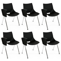 Pack de 6 sillas Shell con estructura cromada, carcasa de plástico y brazo de pala (Diferentes colores a elegir)